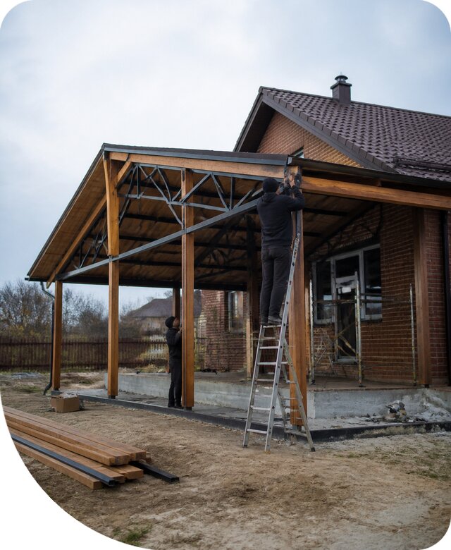 Пристройка навеса к дому и участку в Коломне под ключ
